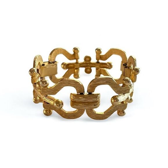 Vintage Jewelry - Vintage Gold Brushed Metal Link Bridle Bracelet
